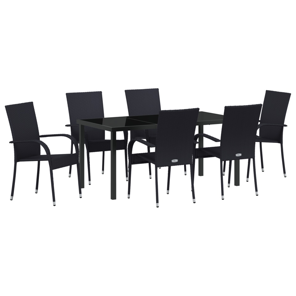 Set de dining pentru grădină 7 piese Poliratan negru - 1 | YEO