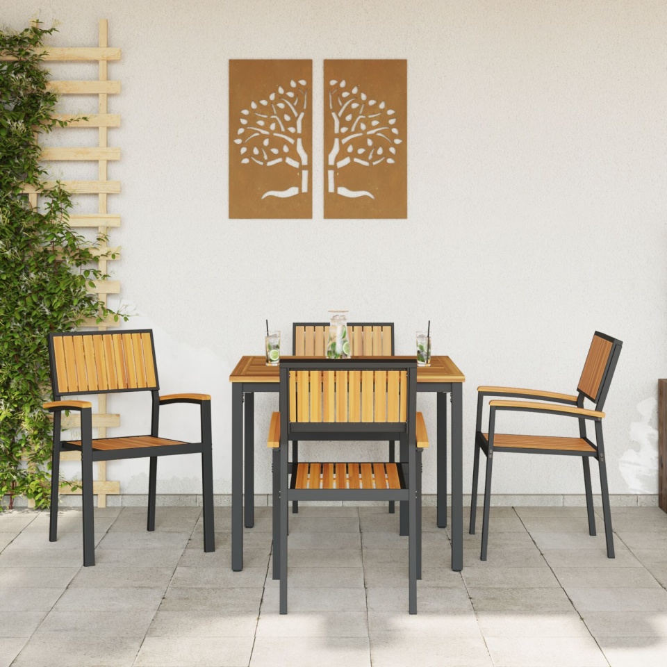 Set de dining pentru grădină cu 5 piese din lemn masiv de acacia și metal - 3 | YEO