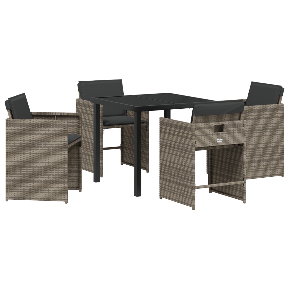 Set de Dining pentru Grădină cu Perne Gri Poliratan - 1 | YEO