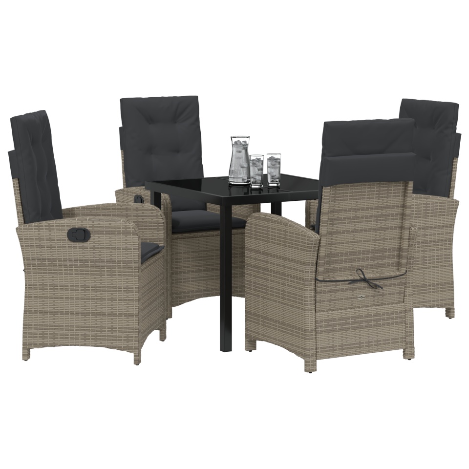 Set de dining pentru grădină cu perne Gri Poliratan - 2 | YEO