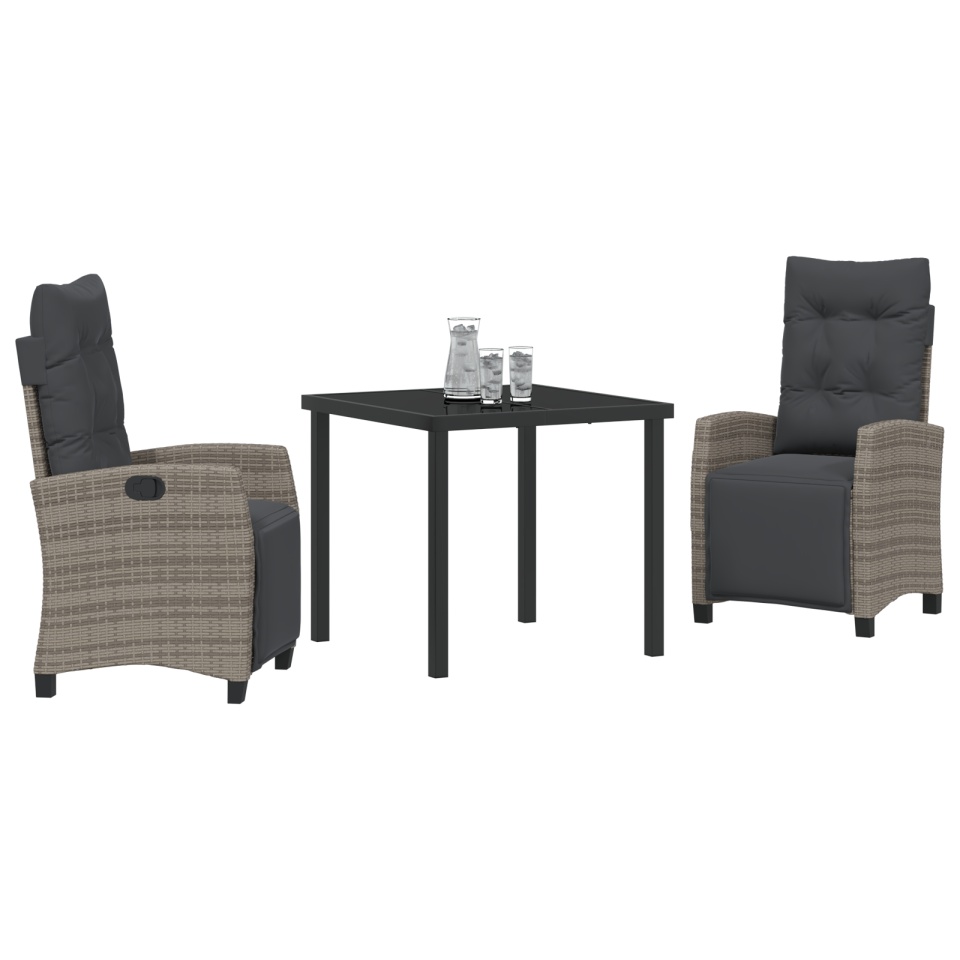Set de Dining pentru Grădină de 3 Piese Gri Rattan PE - 2 | YEO