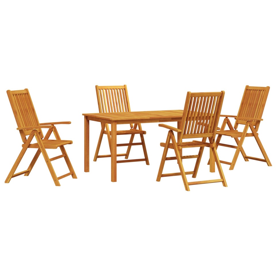 Set de dining pentru grădină din 5 piese din lemn masiv de acacia, pliabil - 1 | YEO