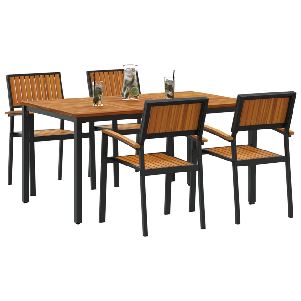 Set de dining pentru grădină din 5 piese din lemn solid de acacia și metal - 2 | YEO