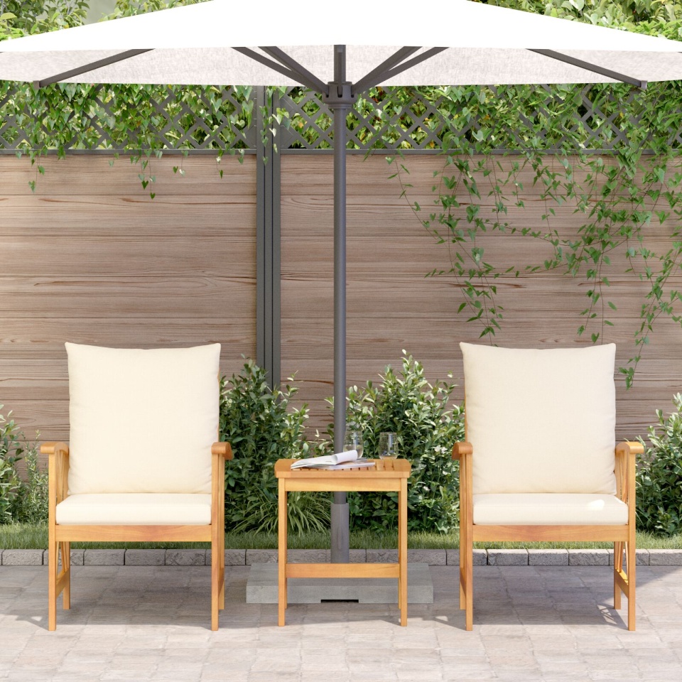 Set de lounge pentru grădină din 3 piese cu perne din lemn solid de acacia - 3 | YEO