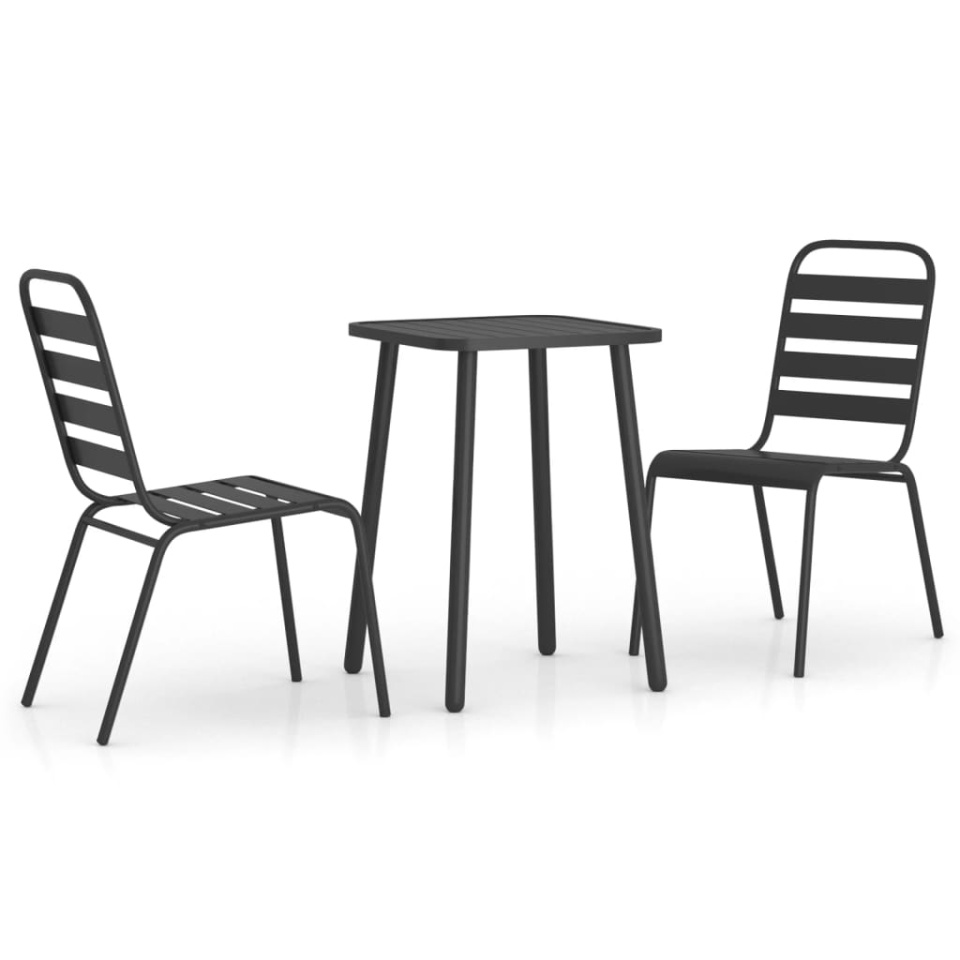 Set de masă grădină, 3 piese, antracit, oțel - 1 | YEO