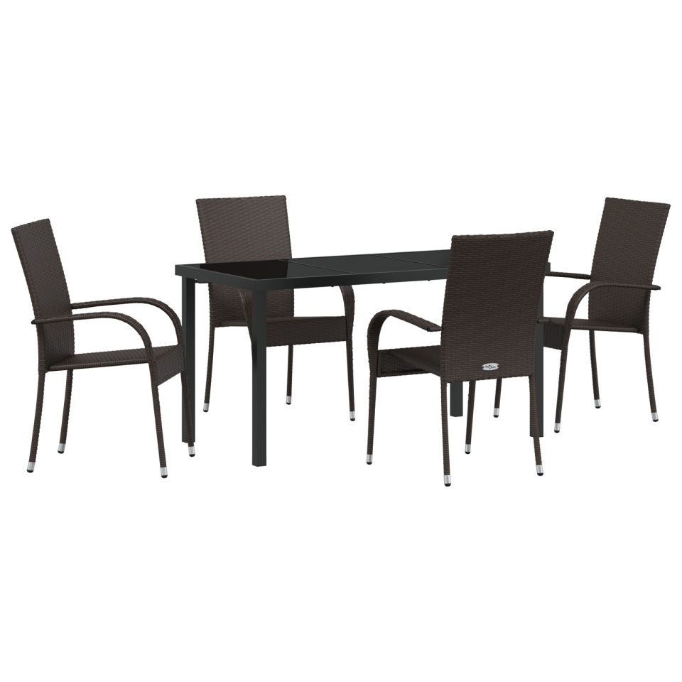 Set de Masă în Grădină de 5 Piese Maro din Rattan Artificiale - 1 | YEO
