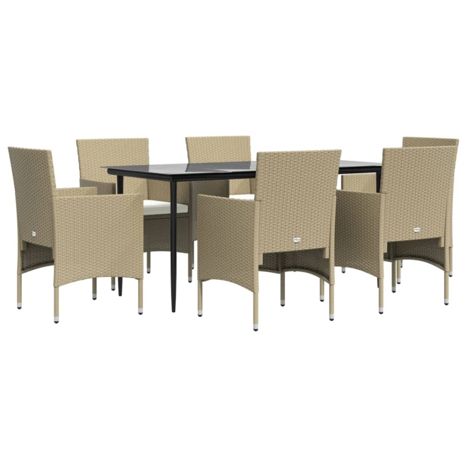 Set de masă pentru grădină, 5 piese, cu perne, bej și negru - 2 | YEO