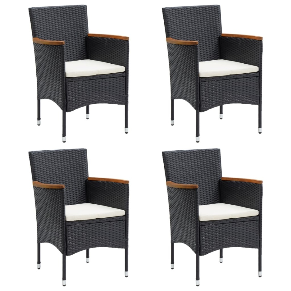 Set de masă pentru grădină, 5 piese, cu perne, negru - 3 | YEO