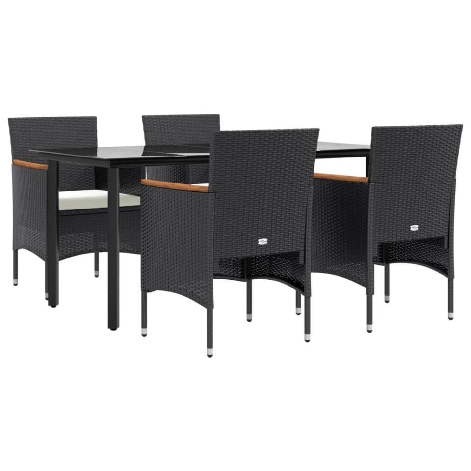 Set de masă pentru grădină, 5 piese, cu perne, negru - 2 | YEO