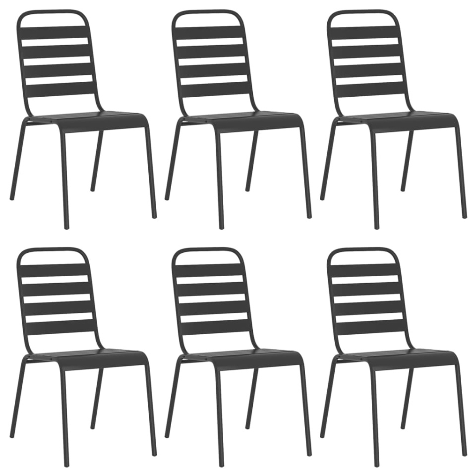 Set de masă pentru grădină, 7 piese, antracit, oțel - 3 | YEO