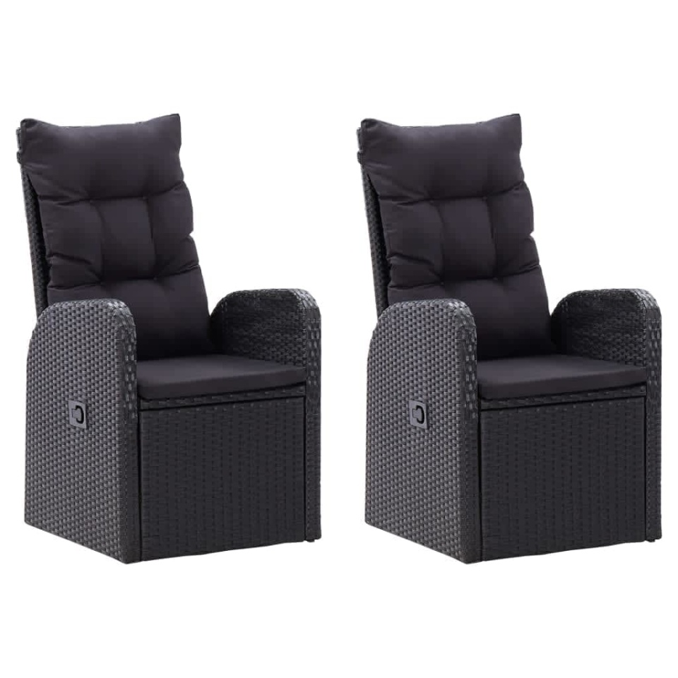 Set de masă pentru grădină, 7 piese, cu perne, negru - 2 | YEO