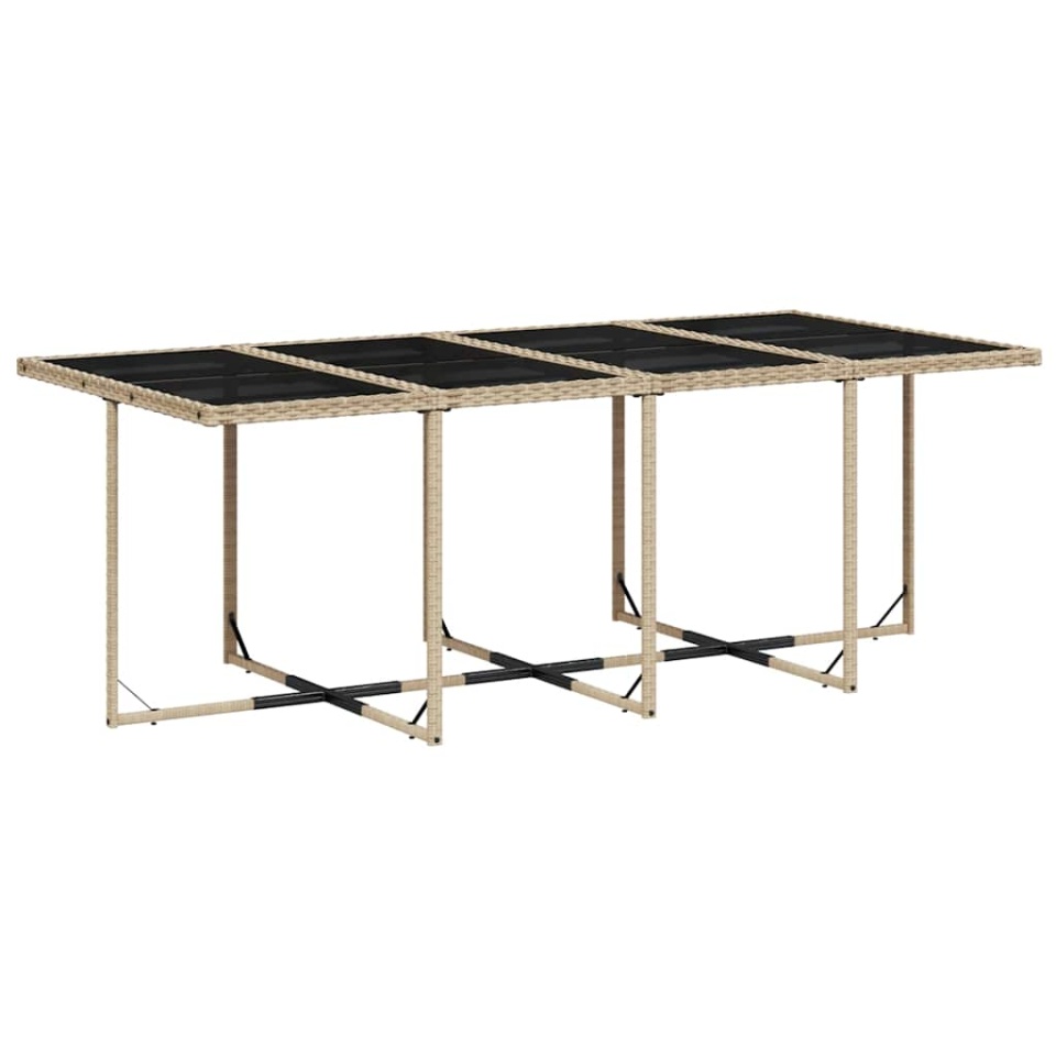 Set de masă pentru grădină, 9 piese, cu perne, bej, poliratan - 3 | YEO