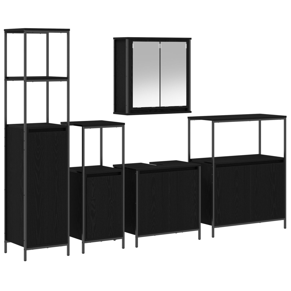 Set de mobilă pentru baie 5 piese din lemn de stejar negru - 1 | YEO