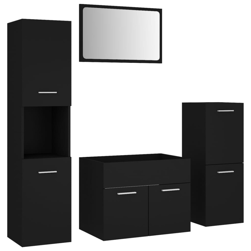 Set de mobilier de baie, negru, lemn prelucrat - 1 | YEO