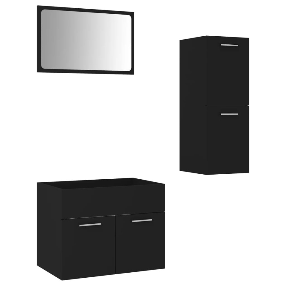 Set de mobilier de baie, negru, lemn prelucrat - 1 | YEO