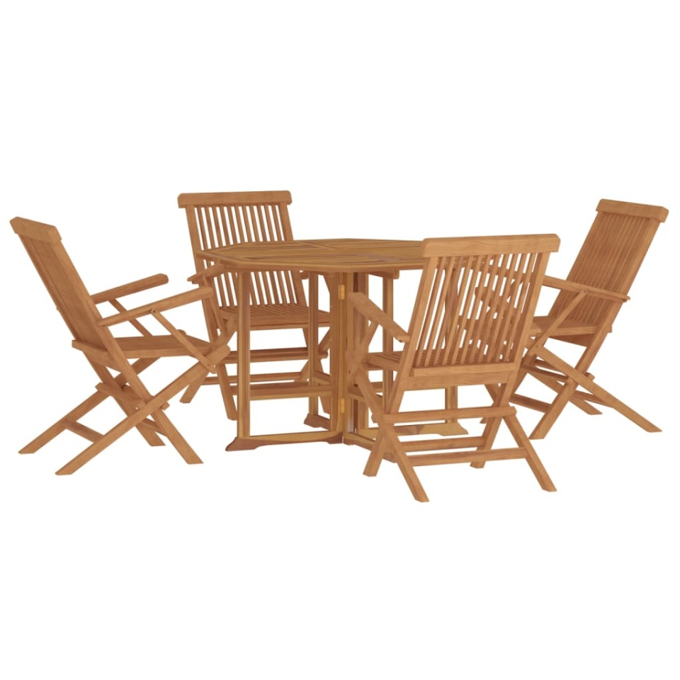 Set de mobilier de exterior pliabil, 5 piese, lemn masiv de tec - 2 | YEO