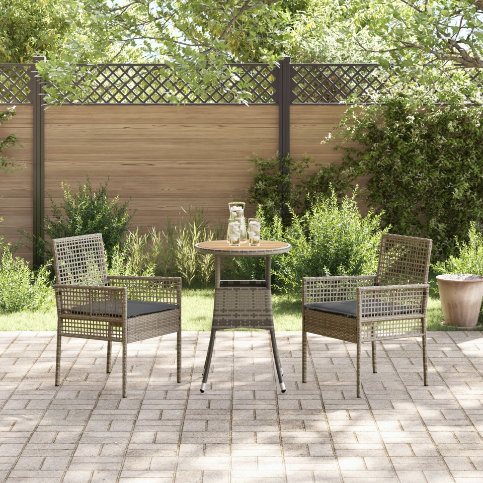 Set de mobilier dining Set de 3 Gri Ratan, Metal - 3 | YEO