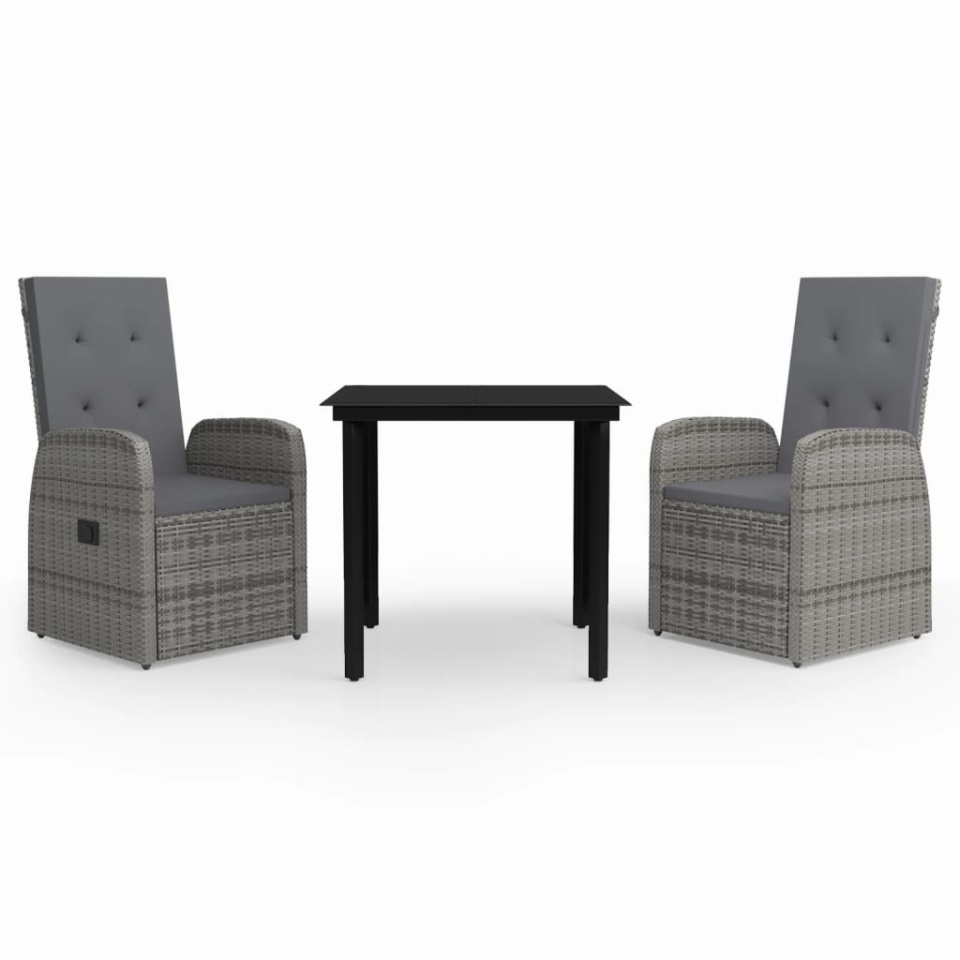 Set de mobilier pentru grădină, cu perne, 3 piese, gri - 1 | YEO