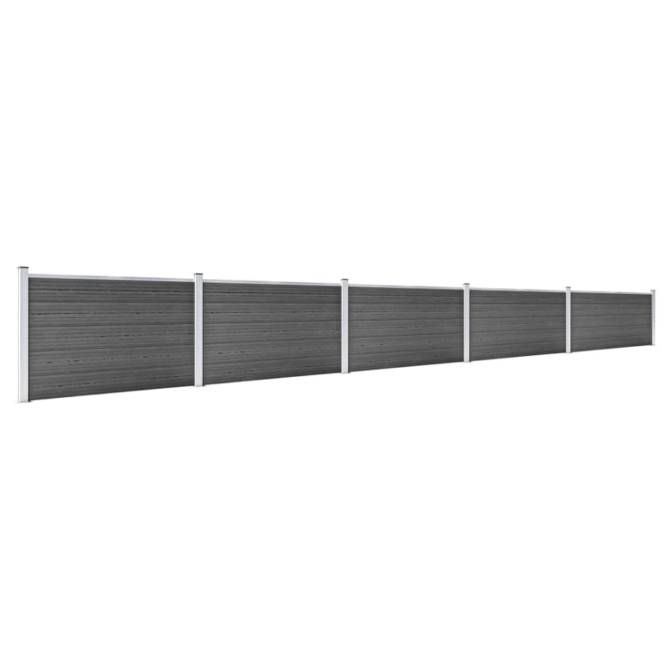 Set de panouri de gard, negru, 872 x 105 cm, WPC - 1 | YEO