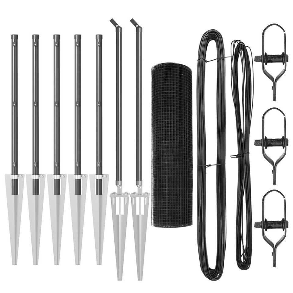 Set de posturi metalice Set de 2 Gri Metal 10 x 1 m Rezistent - 1 | YEO