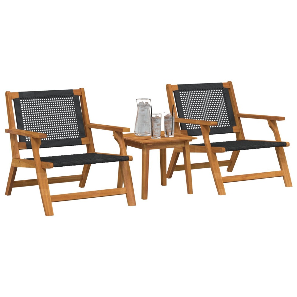 Set de scaune de exterior cu masă - 3 piese din lemn de acacia neagră - 2 | YEO