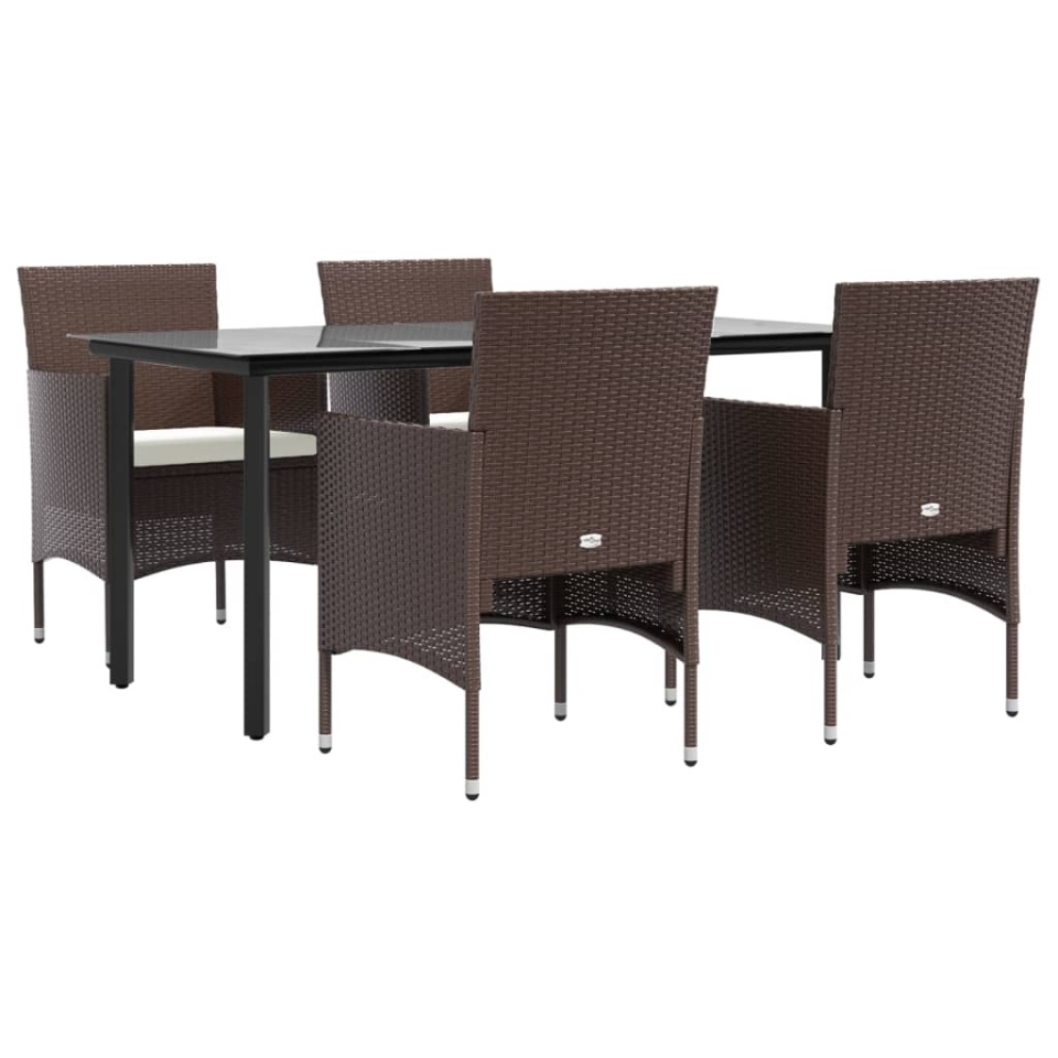Set de servit masa pentru grădină, 5 piese, maro și negru - 2 | YEO