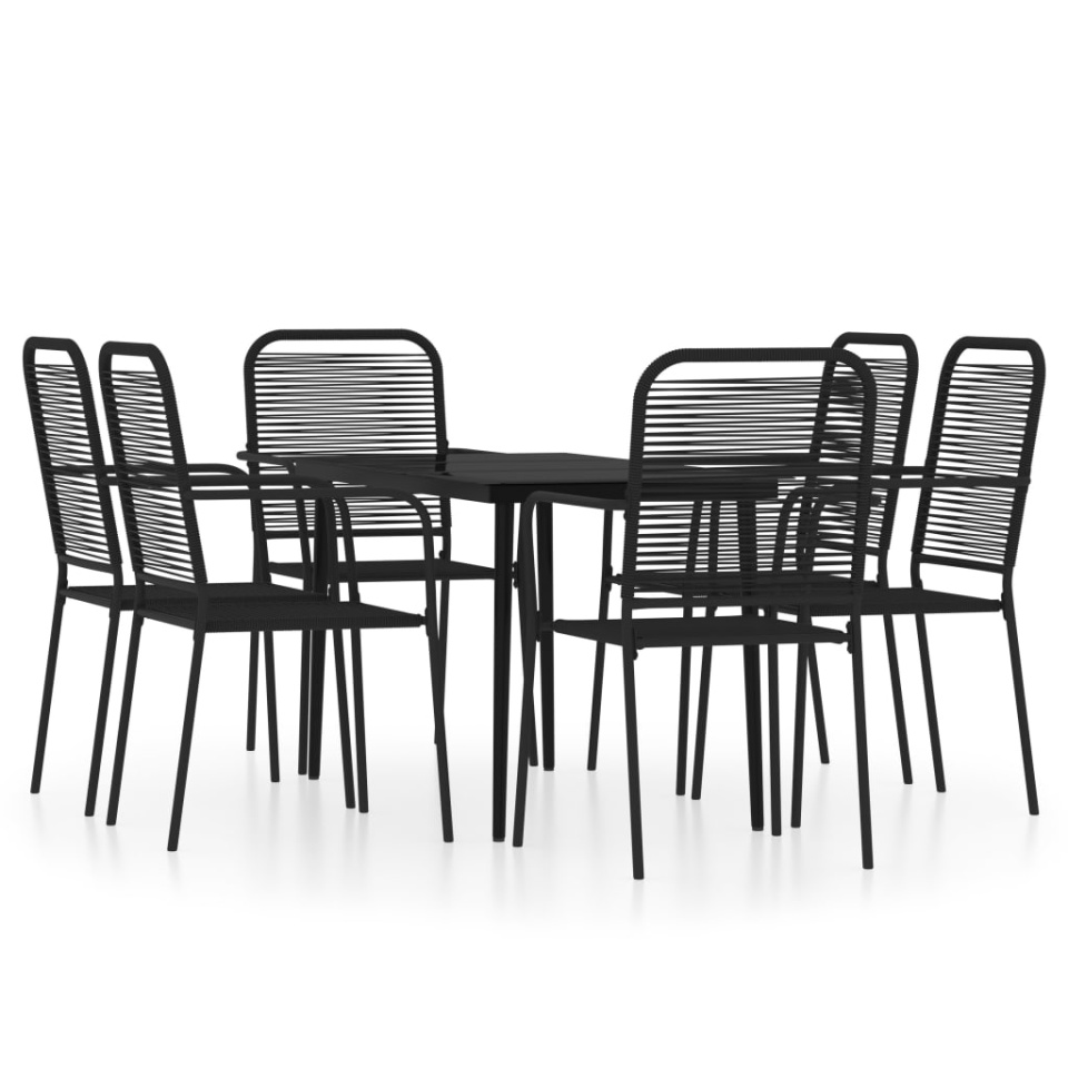 Set de servit masa pentru grădină, 7 piese, negru - 1 | YEO