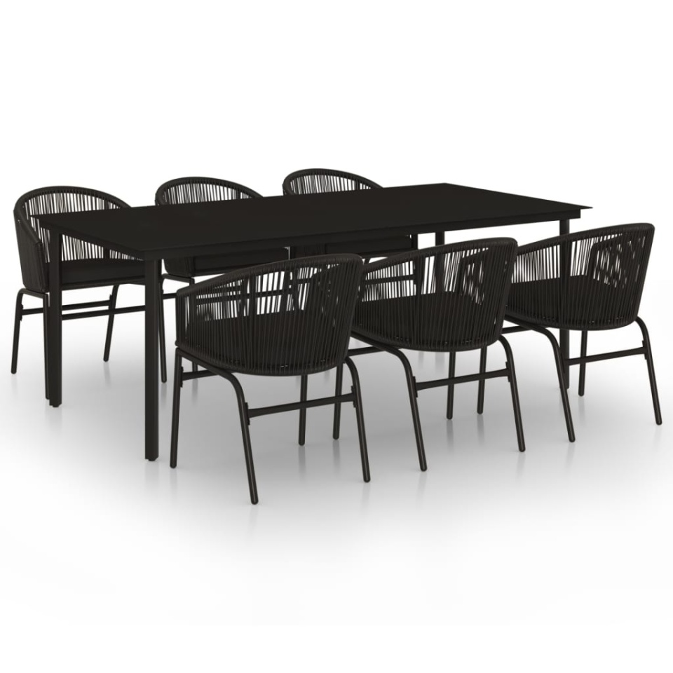 Set de servit masa pentru grădină, 7 piese, negru - 1 | YEO