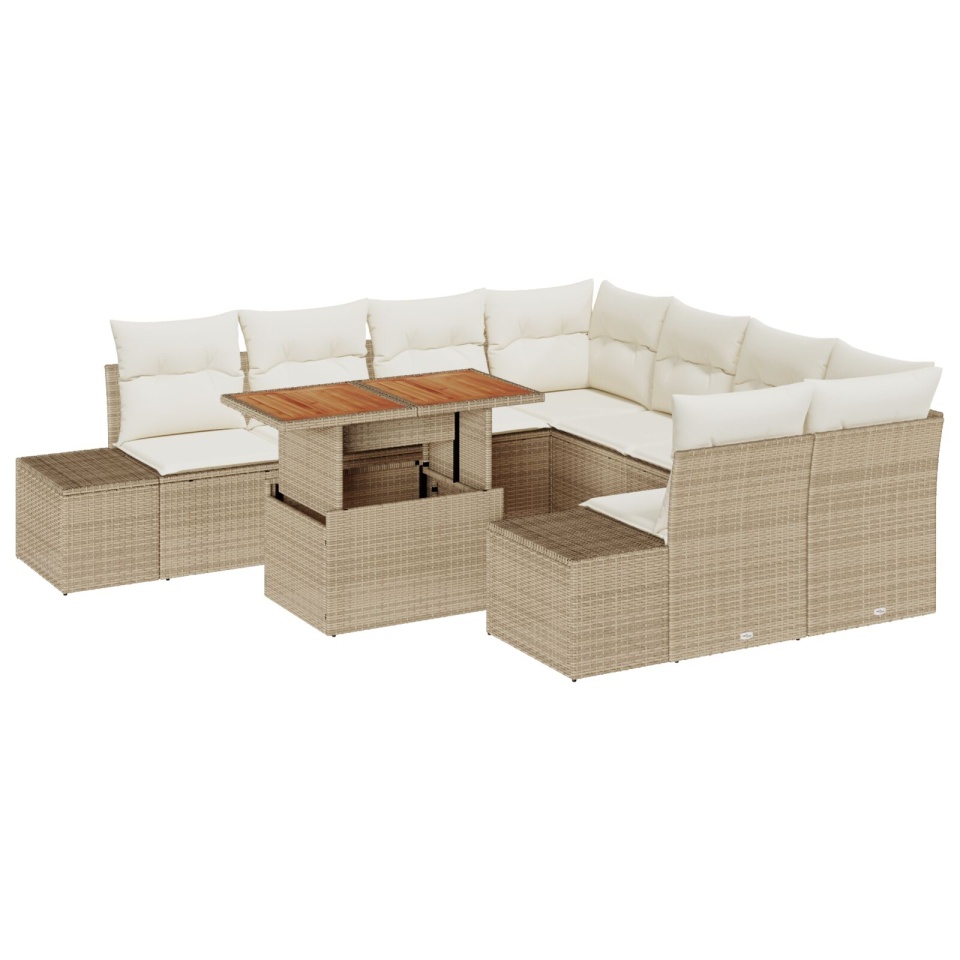 Set de Sofas de Grădină Set de 9 Bej Poliratan - 1 | YEO