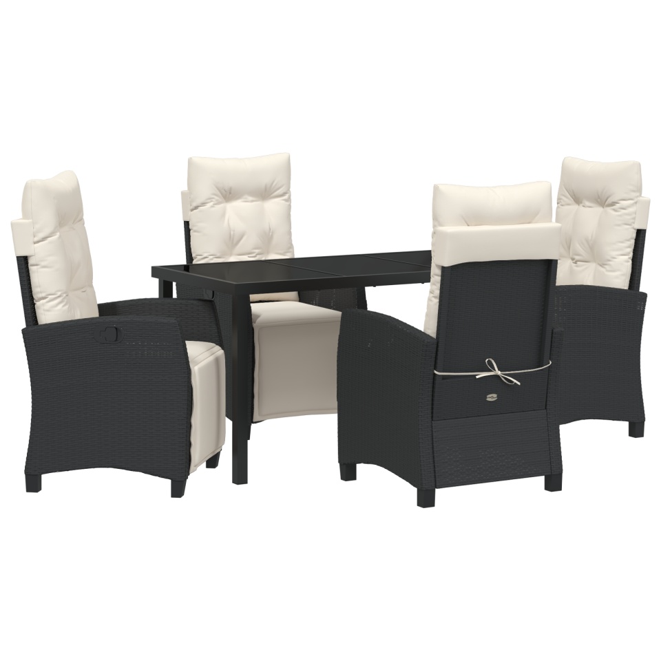 Set Dining Grădină 5 Piese Negru Ratan Poly - 1 | YEO