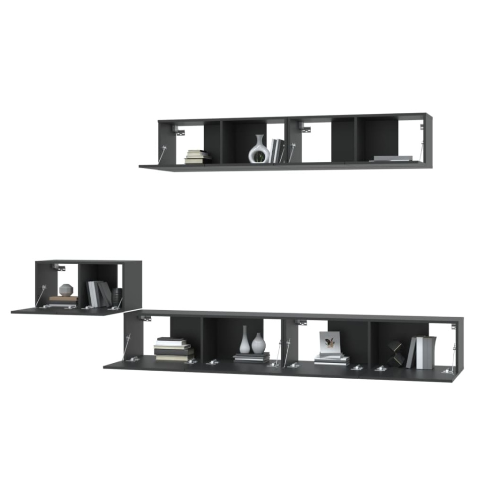 Set dulap TV,5 piese, negru, lemn prelucrat - 3 | YEO