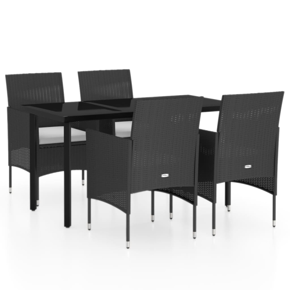 Set masă pentru grădină, 5 piese, cu perne, negru - 1 | YEO