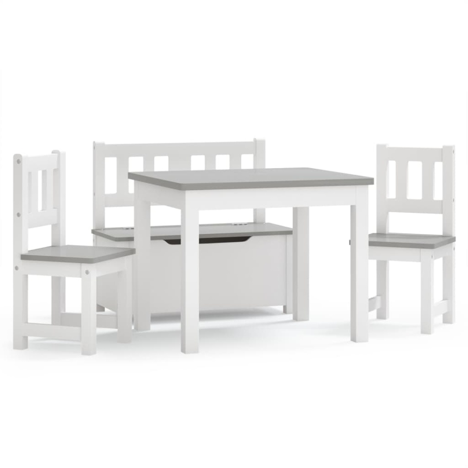 Set masă&scaune pentru copii, 4 piese, alb și gri, MDF - 1 | YEO