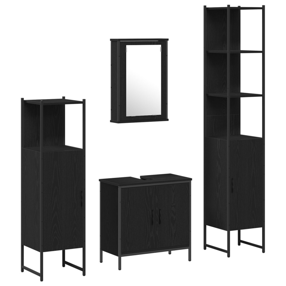 Set Mobilier Baie 4 Piese Stejar Negru Lemn Prelucrat - 1 | YEO