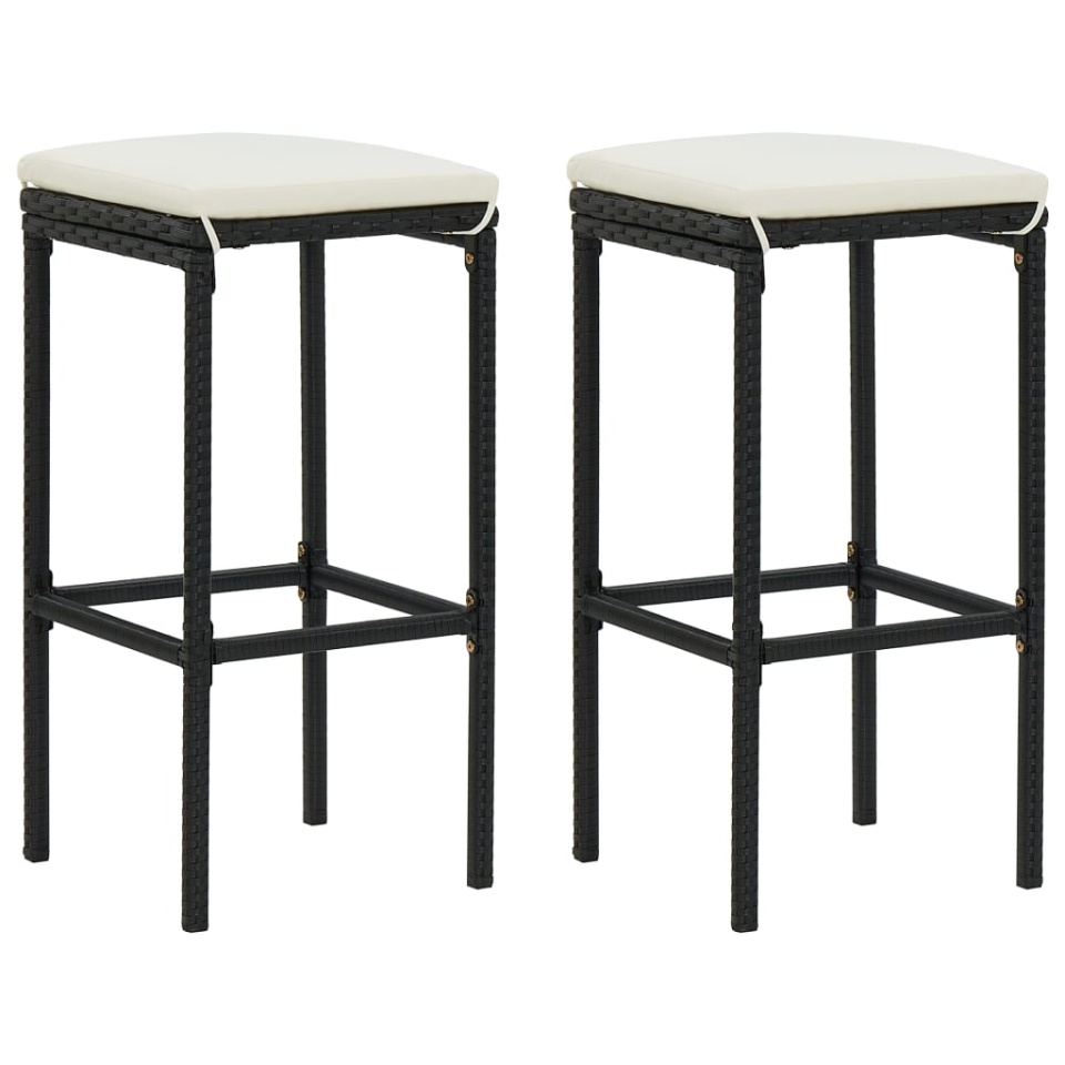 Set mobilier bar de grădină cu perne, 3 piese, negru - 2 | YEO