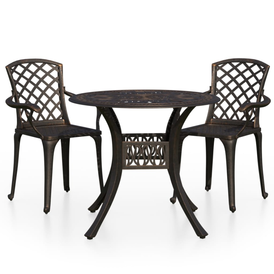 Set mobilier bistro, 3 piese, bronz, aluminiu turnat - 1 | YEO