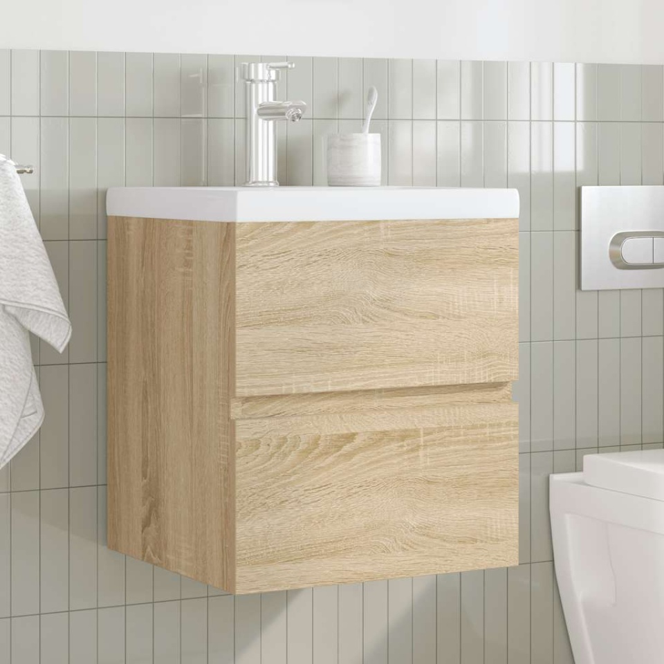 Set mobilier de baie, 2 piese, stejar sonoma, lemn prelucrat - 2 | YEO