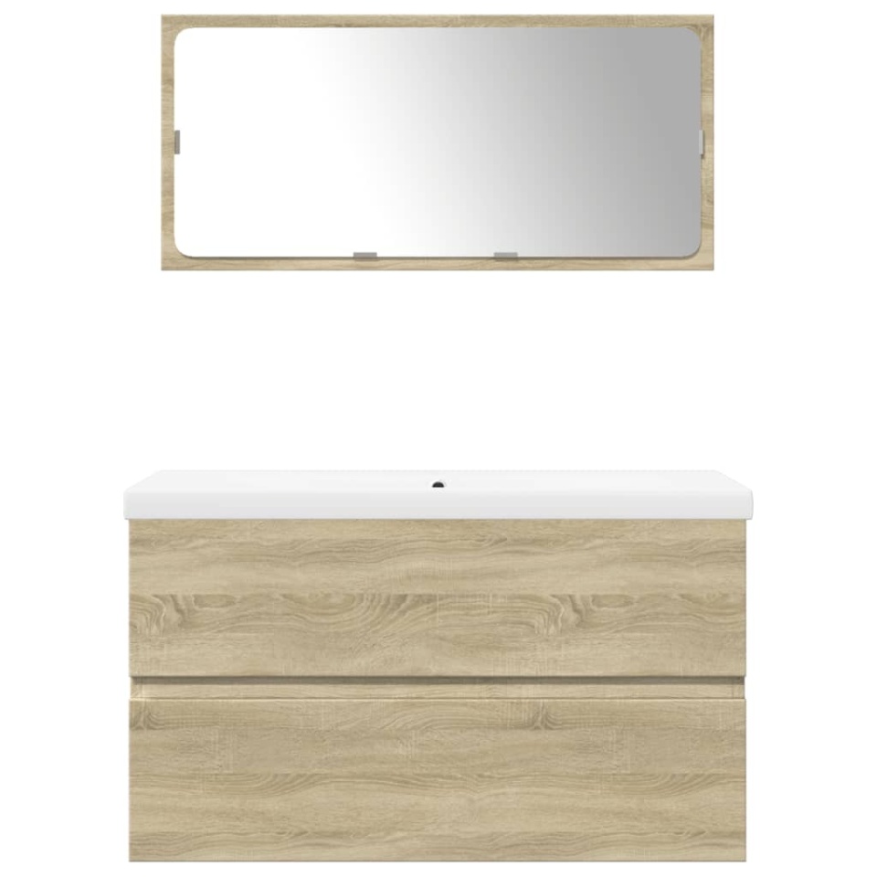 Set mobilier de baie, 3 piese, stejar sonoma, lemn prelucrat - 3 | YEO