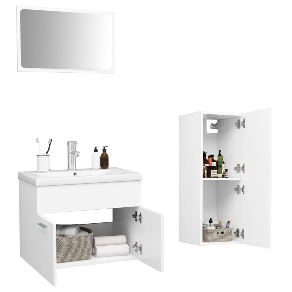 Set mobilier de baie, alb, lemn prelucrat - 2 | YEO