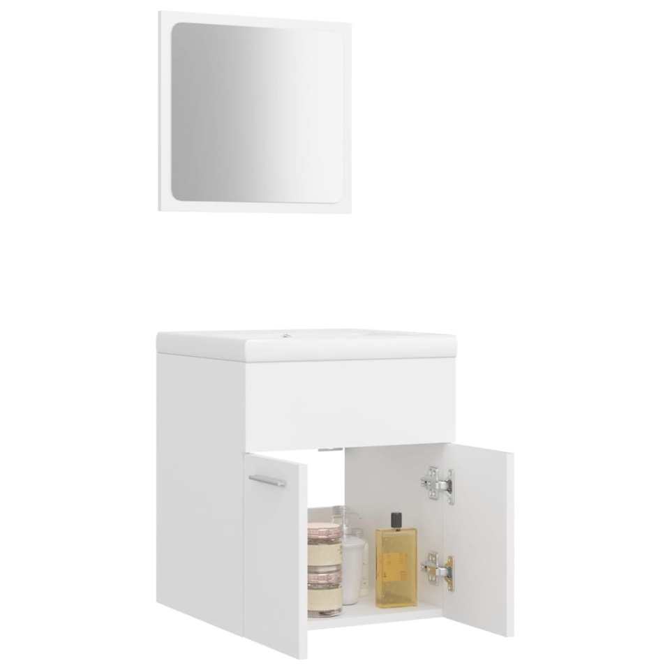 Set mobilier de baie, alb, lemn prelucrat - 3 | YEO