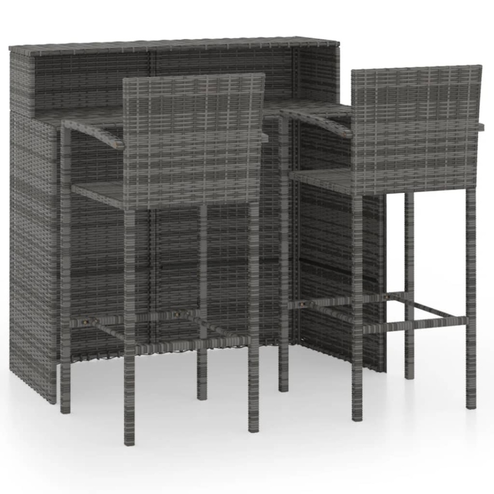 Set mobilier de bar de grădină, 3 piese, gri - 1 | YEO