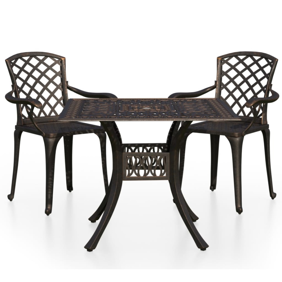 Set mobilier de bistro, 3 piese, bronz, aluminiu turnat - 1 | YEO