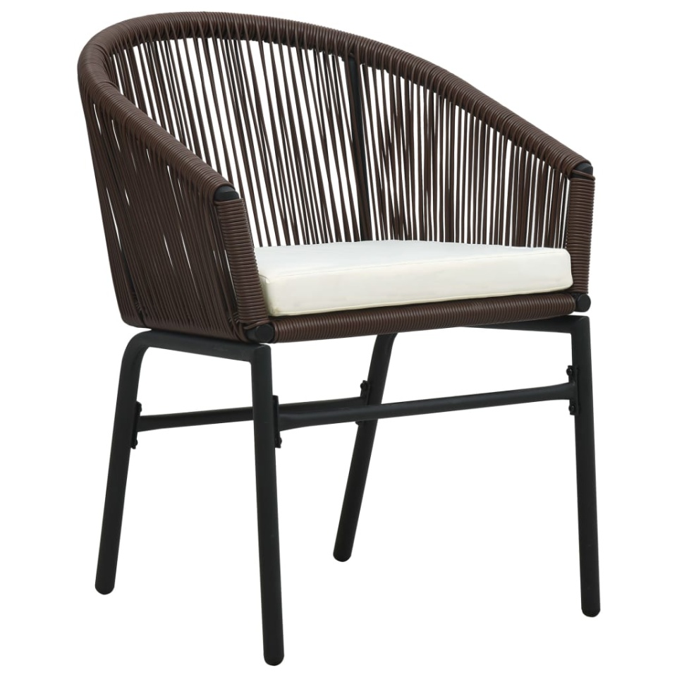 Set mobilier de bistro cu perne, 3 piese, maro, ratan PE - 1 | YEO