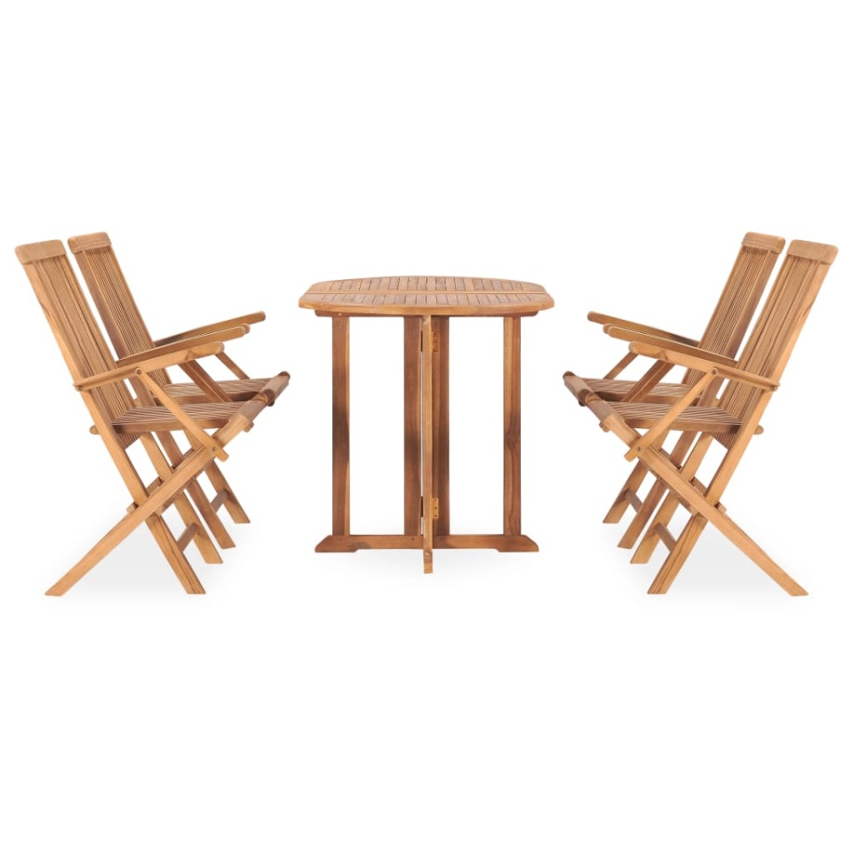 Set mobilier de exterior pliabil, 5 piese, lemn masiv de tec - 1 | YEO
