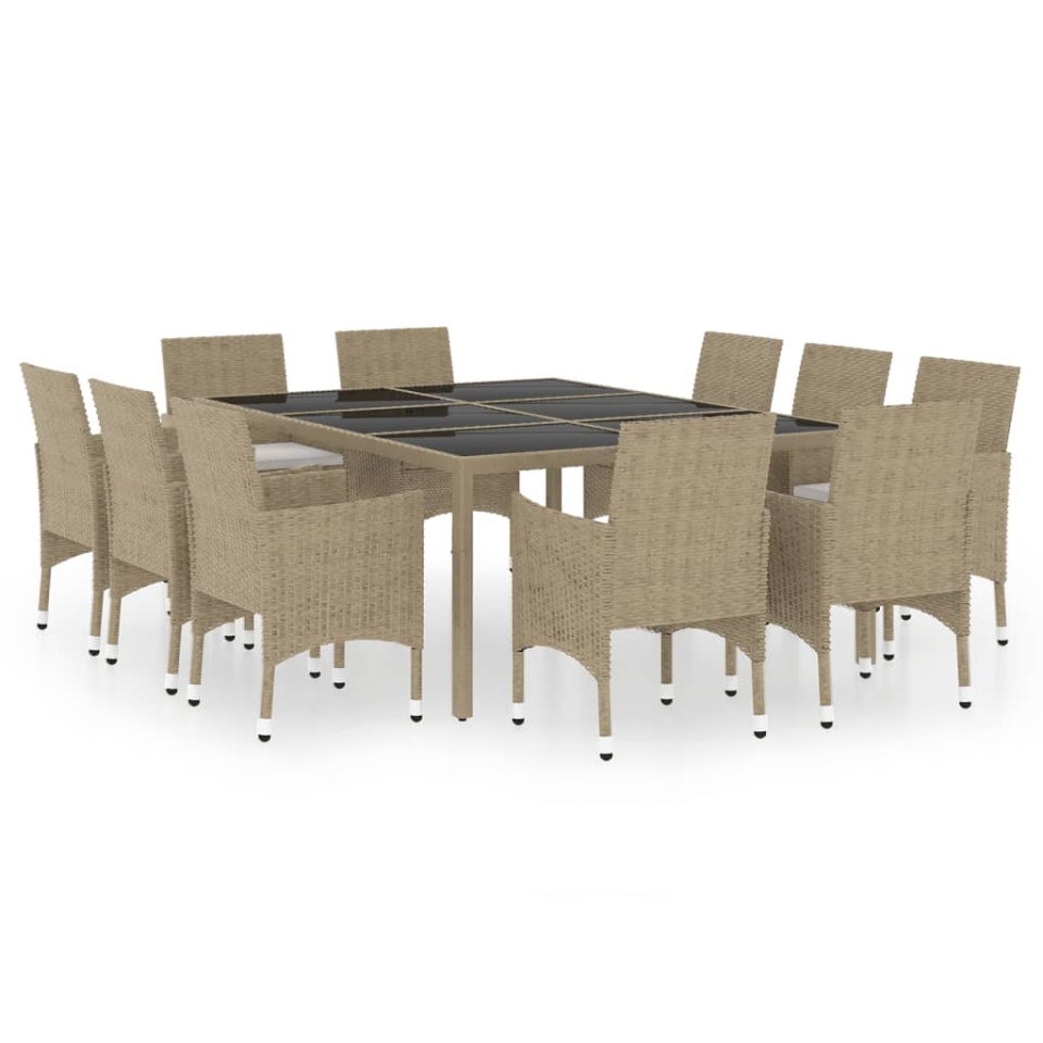Set mobilier de grădină, 11 piese, bej, poliratan - 1 | YEO