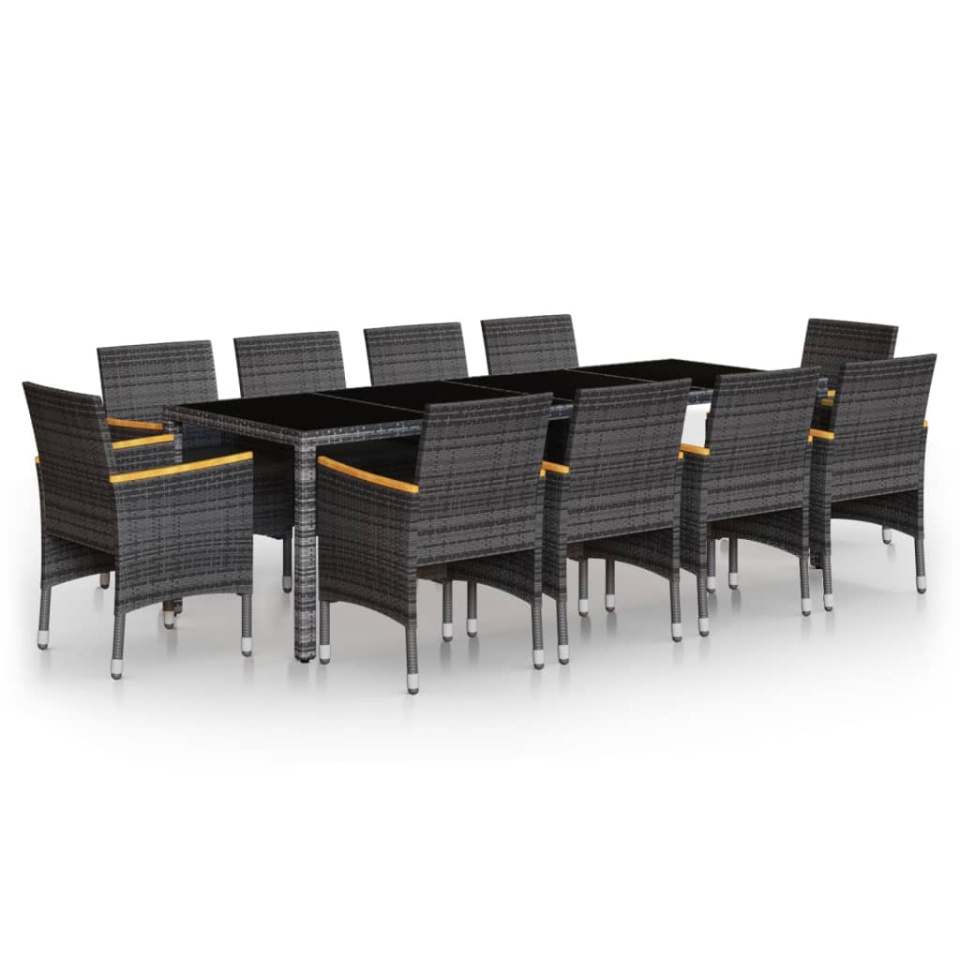 Set mobilier de grădină, 11 piese, gri, poliratan - 1 | YEO