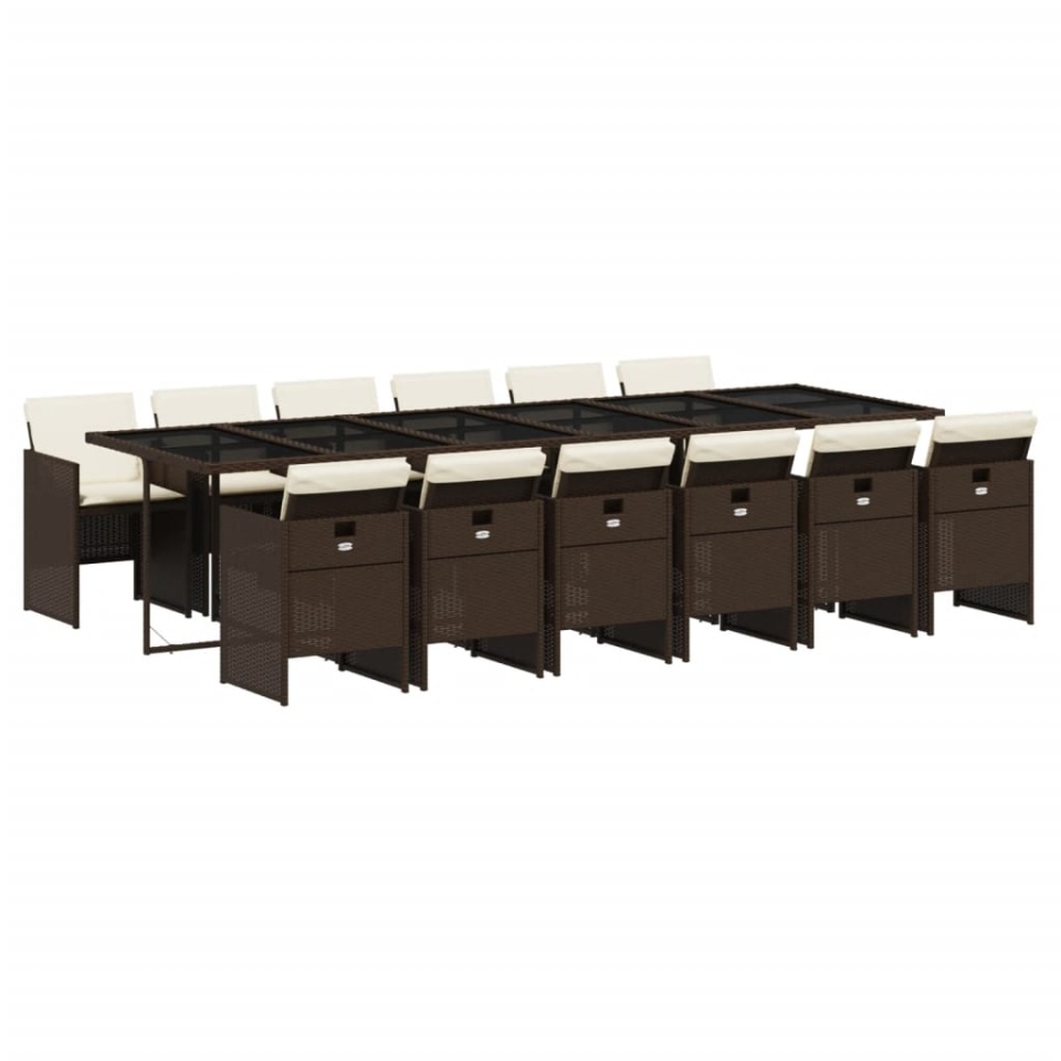Set mobilier de grădină, 13 piese, maro, cu perne, poliratan - 1 | YEO