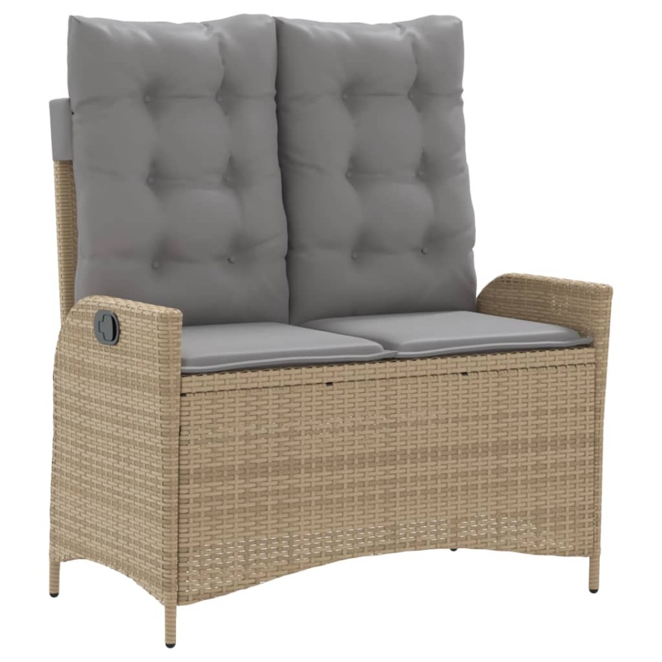 Set mobilier de grădină, 2 piese, cu perne, bej, poliratan - 3 | YEO