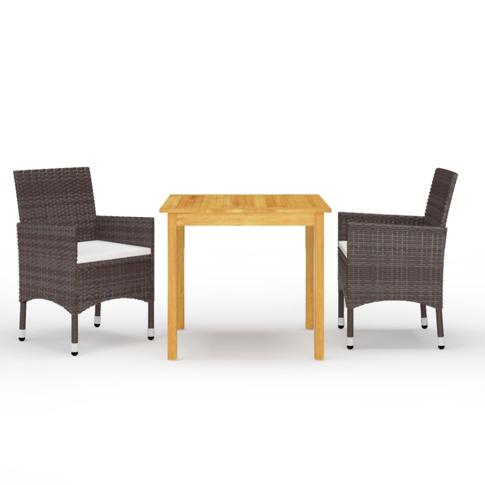 Set mobilier de grădină, 3 piese, maro