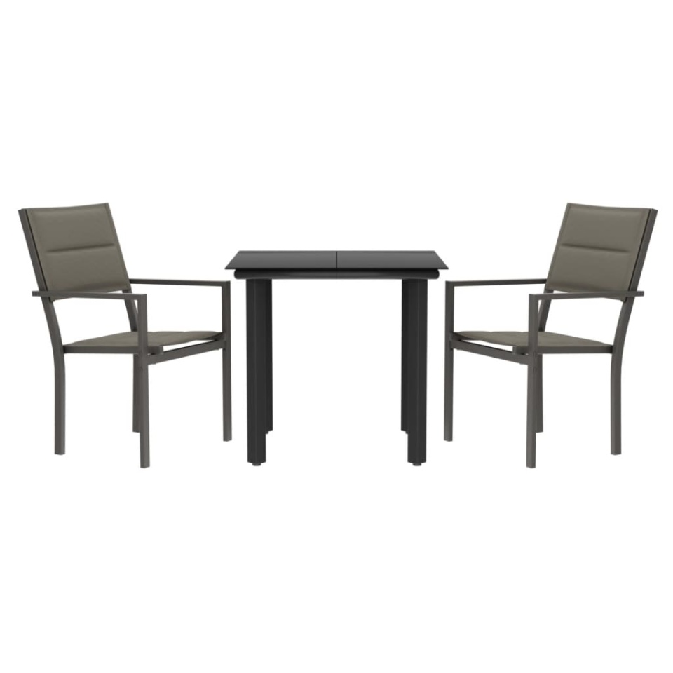 Set mobilier de grădină, 3 piese, negru, textilenă și oțel - 1 | YEO